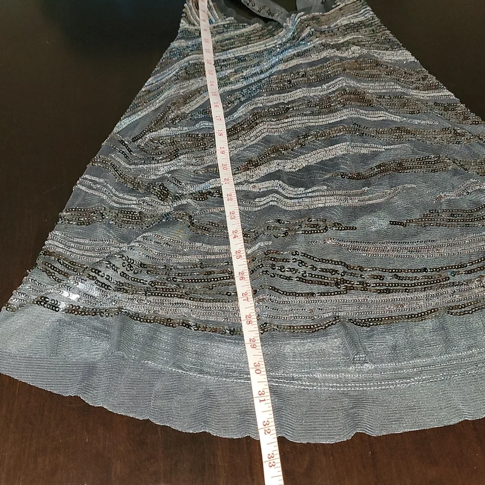 Oversized Sheer Sequin Hi Lo Racerback Flowy Evening Cocktail Tunic Top Size Lrg - Picture 6 of 12